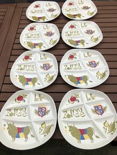 Ensemble de 8 assiettes à fondue Pommard faïencerie de Salins vintage années 70