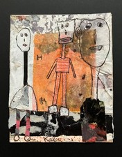 Art singulier art brut-KALOU- Techniques mixtes sur vieux papiers