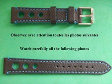 18 mm BRACELET RACING RALLYE NOIR  ET BLEU BELLE QUALITÉ WATER RESISTANT