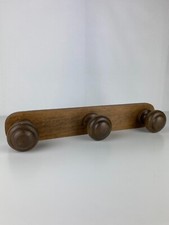 Ancien Porte-manteau mural 3 patères Champignon en bois – objet vintage 