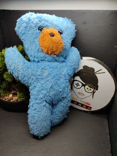 Ancienne peluche ours - , bleu
