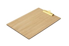  Porte-bloc bois chêne format A5 avec pince dorée élégante