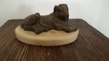 Statue Bronze animalier lion couché sur marbre