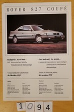 ROVER 827 Coupé Prospectus +