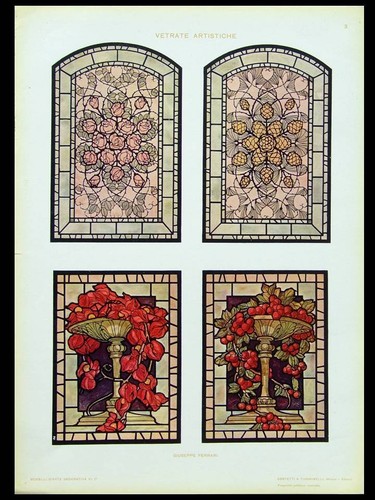 Vitrail fleurs fruits - et,