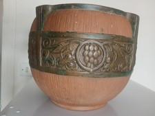 CLANTA England CACHE-POT ou JARDINIERE aux pampres de vigne TERRE CUITE Pottery