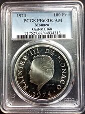 Monaco : 100 Francs 1974 Silver ; PCGS : PR 68