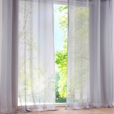 2 Pcs Voile Rideaux Transparent a Passant Rideaux Fenetre Balcon en Tulle Lar...