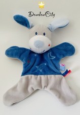 5559🌟EXCELLENT ÉTAT Doudou plat chien bleu gris SUCRE D’ORGE étoiles lune fusée