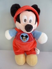 S7. DOUDOU PELUCHE DISNEY NICOTOY MICKEY CAPUCHE ROUGE ROND BLEU 30cms TTBE