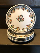 6 ASSIETTES A DESSERT EN FAÏENCE DE GIEN décor " MOUSTIERS OLERYS " (D 19,7 cm)