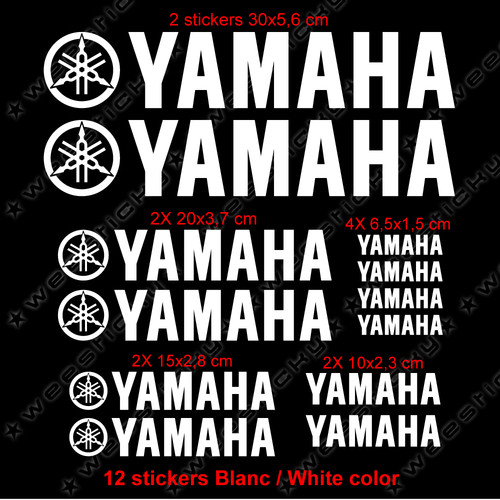 Stickers yamaha blanc - 12,