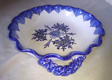 ANCIEN COUPE COUPELLE A FRUIT AUTRES FAIENCE DE NEVERS signé E GEORGES GB nœud