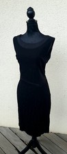  NINA KALIO Robe Chic T42 - Noir sans manche en Jersey Structuré et Satiné 
