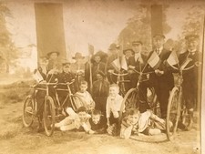 2 ancienne photo tirage albumine enfants scouts vélo  sépia début 1900