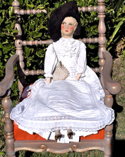 Antique Rare French Boudoir Doll  32” Poupée De Salon Ancienne Hand Painted Face