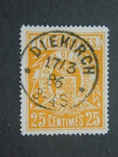 Timbre télégraphes Luxembourg 25 centimes 1886 oblitération Diekirch dentelé 14