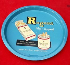 Vintage Rare Regent Filtre Pointe Cigarette Adv Imprimé Rond Tin Plaque Plateau