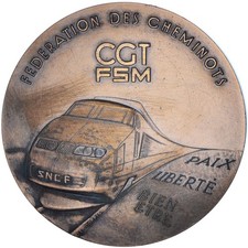 France, Médaille, Fédération des Cheminots, SNCF, Railway, 1984, Coppin, SUP