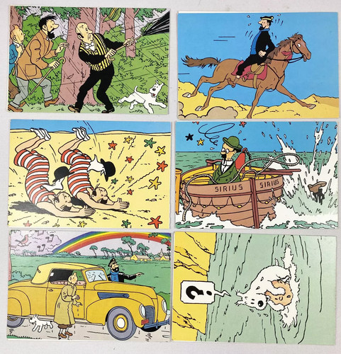 Tintin lot 6 cartes - tintin,