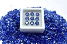 Lot saphir bleu naturel rond 10 pièces pierres précieuses certifiées 6 mm...