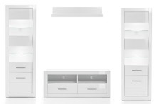 Média Mur Bianco Meuble De Salon 4 Pièces Blanc Brillant MDF (17365)