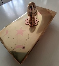 Art Populaire RAFFINE ANCIEN TAMPON BUVARD en LAITON & BRONZE Travail de Poilu ?