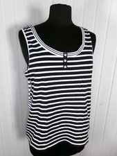 Top tee shirt débardeur bleu rayé blanc TERRE DE MARINS T.5 42/44