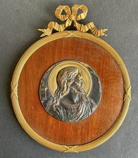 Cadre photo style Louis XVI avec Médaillon bronze Jesus Christ signé Ruffony XIX