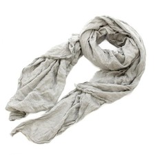 Grande écharpe femme Faliero Sarti gris soie frangée neuve