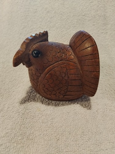 Poule bois sculpté - bois,