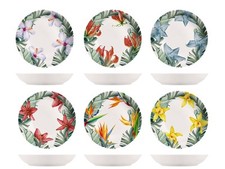 Ensemble de 6 assiettes creuses exotiques H&H en porcelaine new bone china