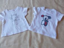 LOT TEE SHIRT MANCHES COURTES OKAIDI BEBE FILLE 1 MOIS OU BEBE REBORN 52 CM