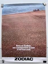 Affiche Vintage Publicitaire An 70's 80's Moteur Bateau ZODIAC  plage