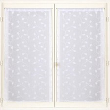 Voilage blanc brodés feuilles