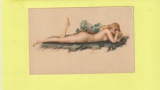 CPA ILLUS  A. PENOT "COTE" FEMME NUE ALLONGEE SUR UNE COUVERTURE DE POILS