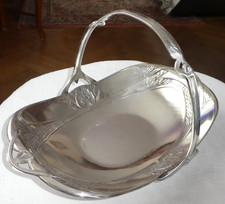 Corbeille Christofle Gallia en métal argenté Art Nouveau décor coquelicots épis