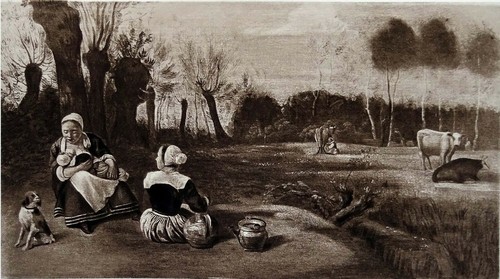 Traite des vaches - traite, -gravure