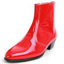 Men's glossy red side zipper