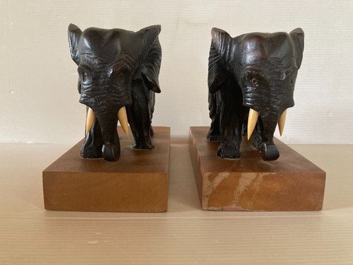 Pair wooden carved art - pair,