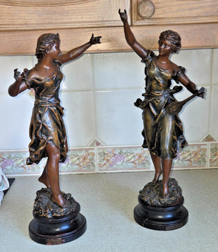 French pair bronze spelter - bronze,