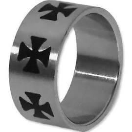 Bague croix malte acier - de, en