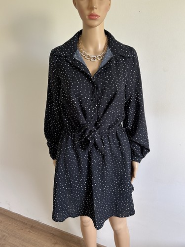 Robe noire pois blancs - noire, à