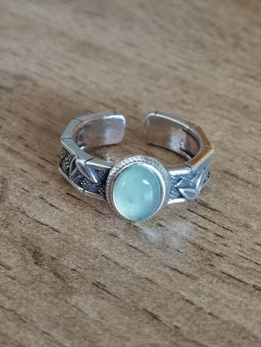 Bague aventurine verte - , argent