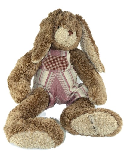 Peluche lapin marron salopette - peluche,