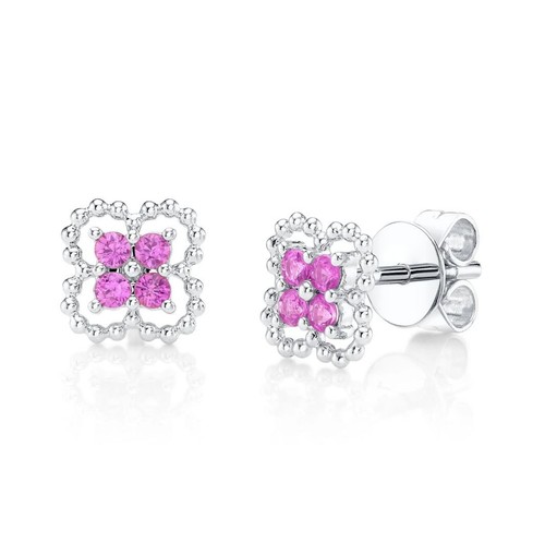 Saphir rose trèfle boucles - saphir,