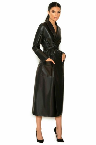Manteau long cuir pur - manteau, en
