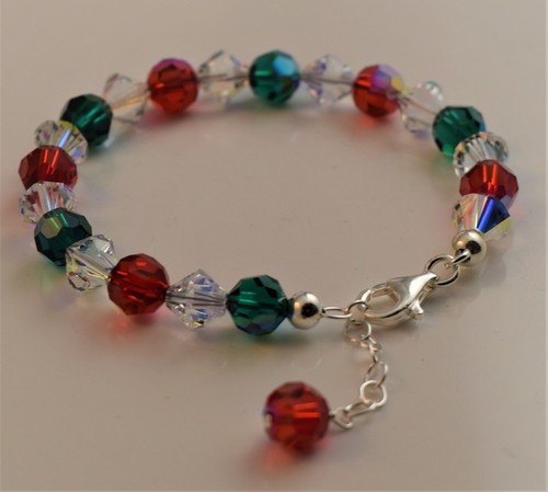 Christmas red green bracelet - red,