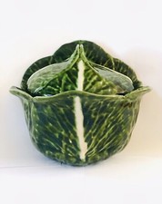 Barbotine/Ancien Pot À Sel Mural /feuille de choux/Cabbage Ware Vintage Cuisine/