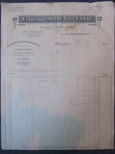 ANCIENNE FACTURE ETABLISSEMENTS TITO LANDI LAMPE TITUS PARIS 1926